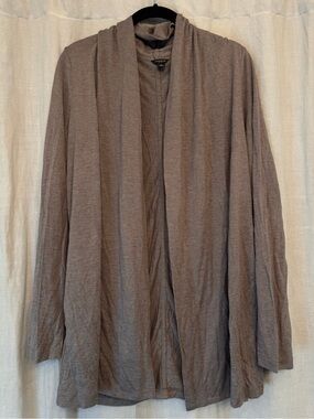ANN TAYLOR Heather Brown Modal Wool Blend Open Front Cardigan Size M - FLAWS